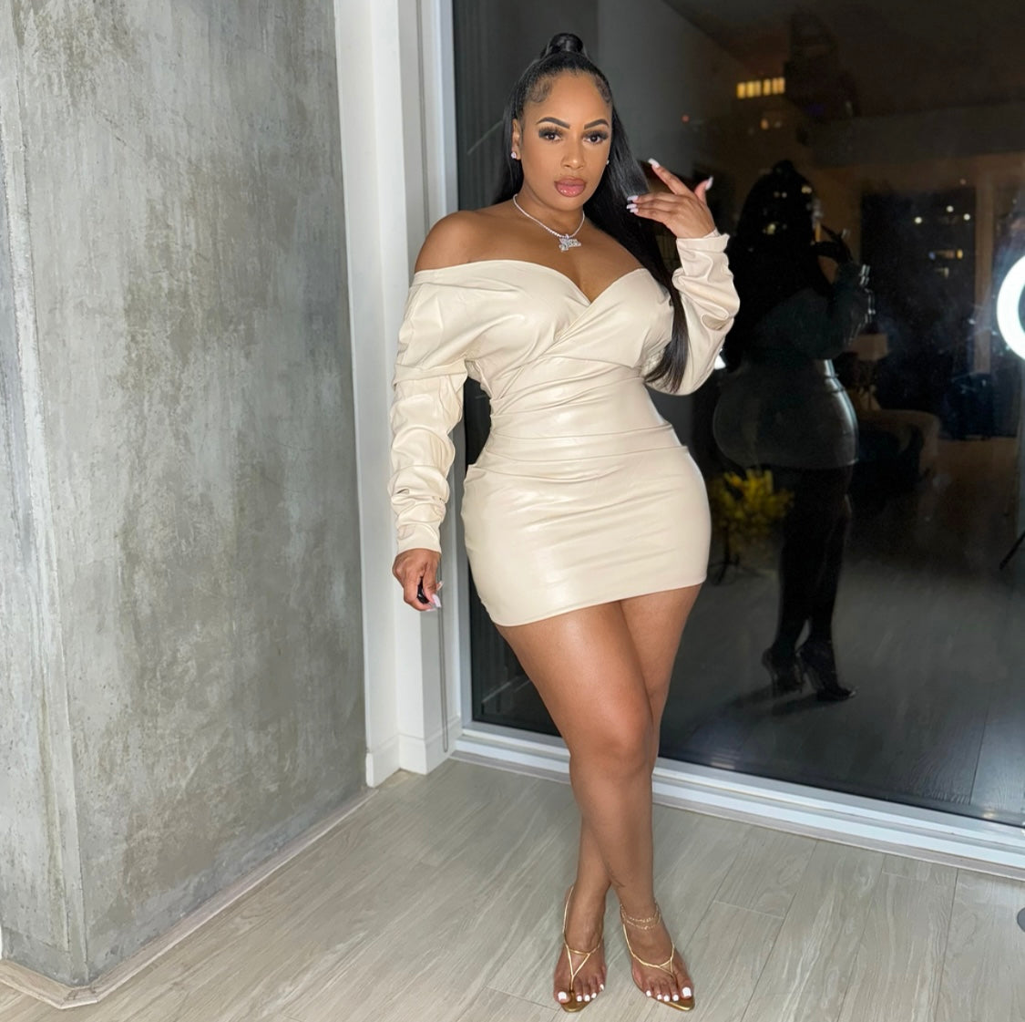Miss Gray Leather Dress