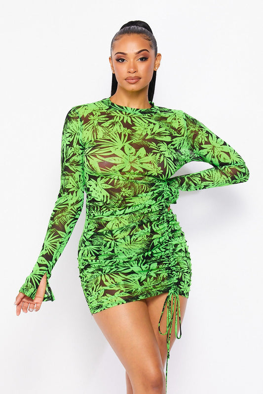 Black and Green Mesh Dress