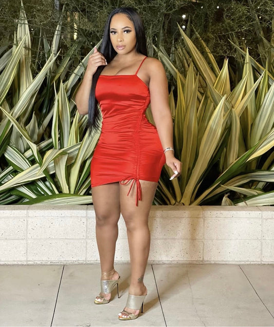 Red Satin Cami Dress
