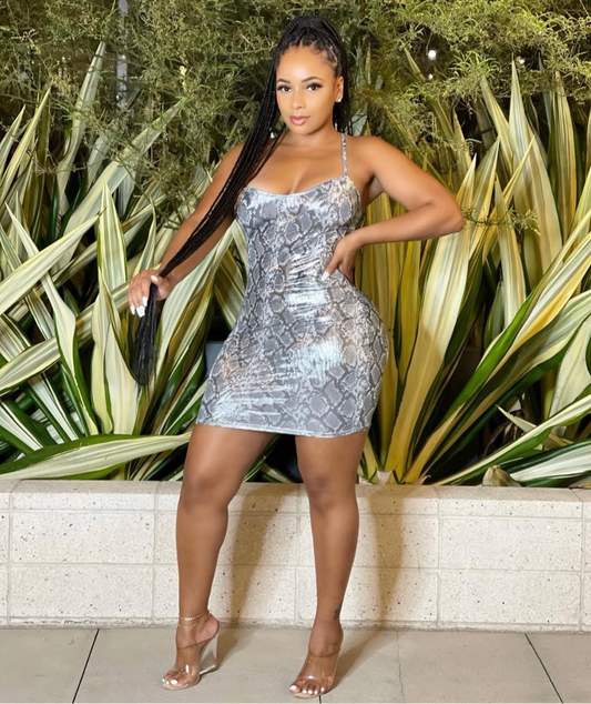 Shinny Snake Skin Mini Dress