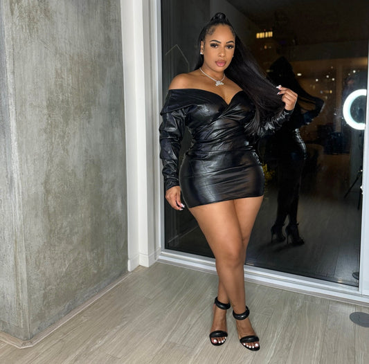Miss Gray Leather Dress